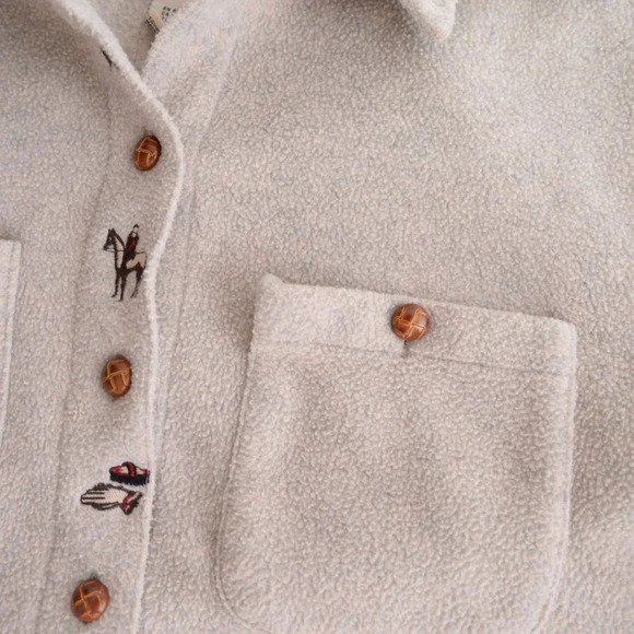 Vintage Point  Zero Tan Fleece Button Up Sweater Size Small - Picture 14 of 14